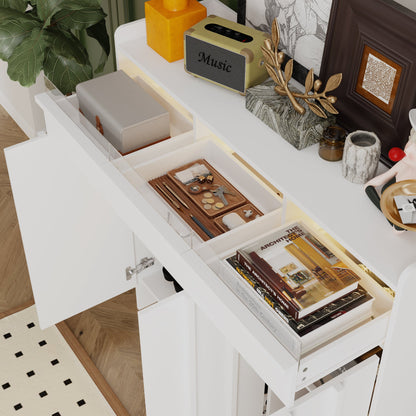 Meuble à chaussures à 3 tiroirs et 3 portes avec éclairage LED