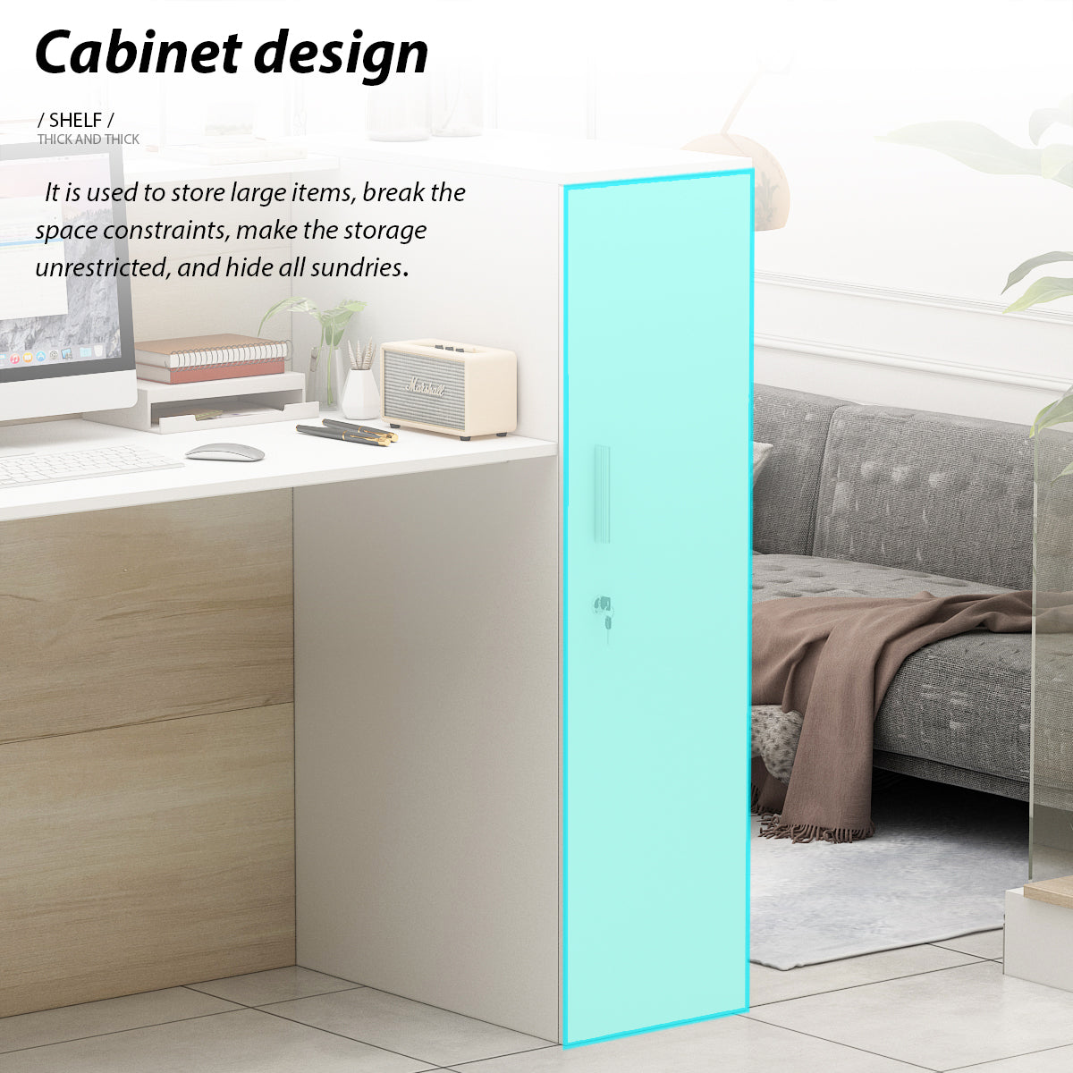 Grand comptoir d'accueil avec porte verrouillable 70W