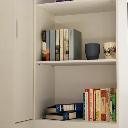 Comptoir d'accueil moderne à éclairage LED avec étagères ouvertes et compartiments de rangement