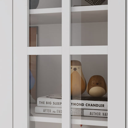 Armoire de rangement avec portes vitrées et étagères réglables 