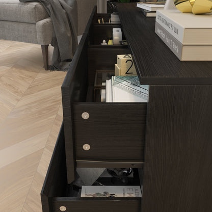 Commode moderne à 6 tiroirs, style minimaliste et contemporain, idéale pour la chambre ou le salon.