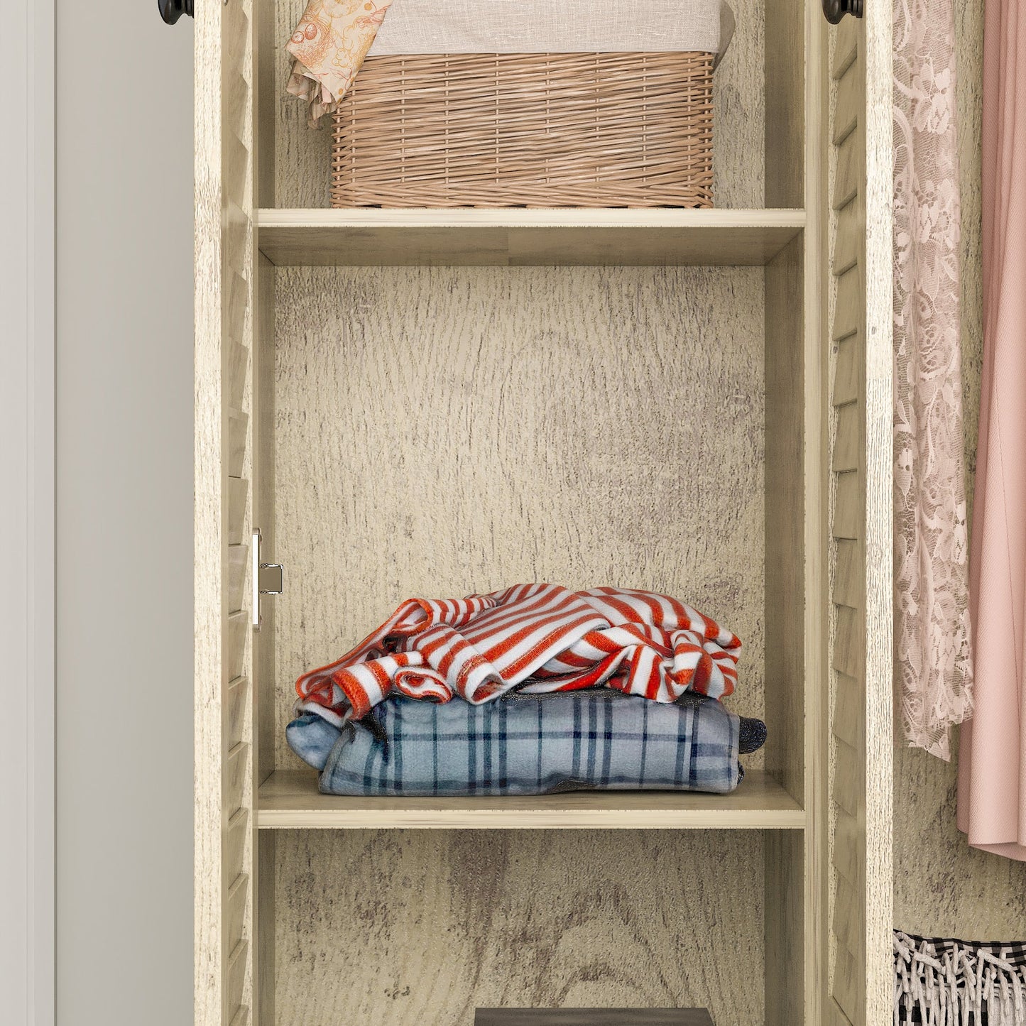 Grande armoire-penderie pour chambre à coucher, meuble de rangement à 4 portes et 5 tiroirs