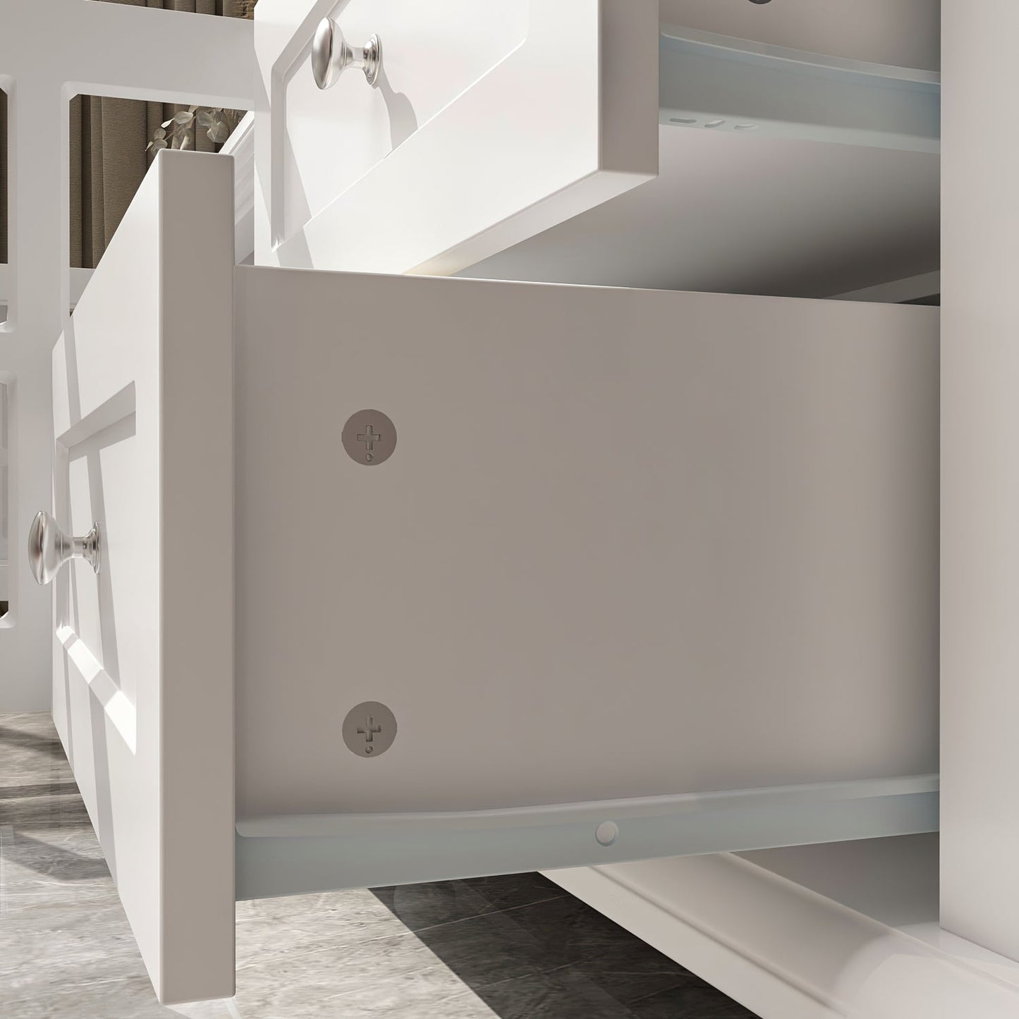 Meuble TV moderne avec placards et tiroirs pour téléviseurs jusqu'à 70,9 pouces.