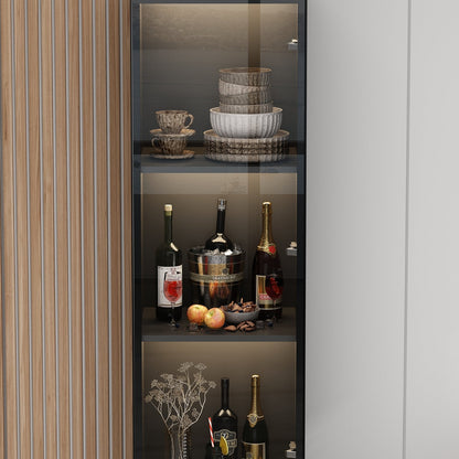 Vitrine de rangement avec éclairage LED et portes en verre trempé