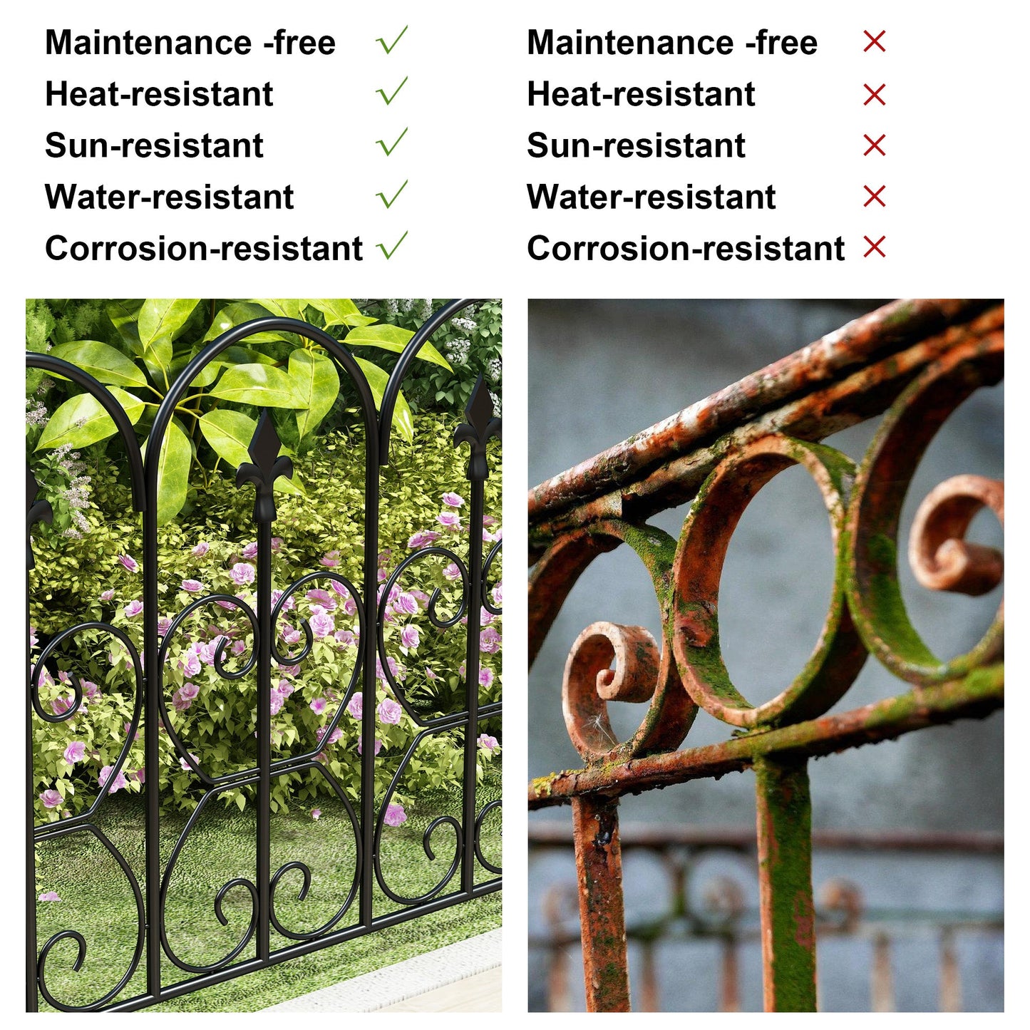 Clôture métallique 32 po H x 24 po L avec 5 panneaux inclus