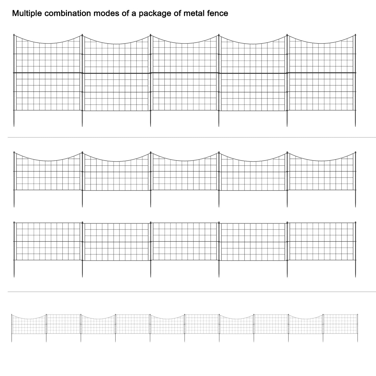 Clôture de jardin (lot de 5) - Barrière pour animaux - Clôture antirouille - Aménagement paysager - Terrasse - Fleurs