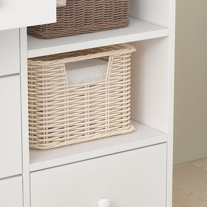 Commode de rangement pour chambre d'enfant avec table à langer, plateau spacieux, 5 tiroirs et 2 étagères 