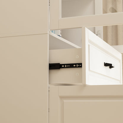 Grande vitrine d'angle avec étagère de rangement et bibliothèque combinées