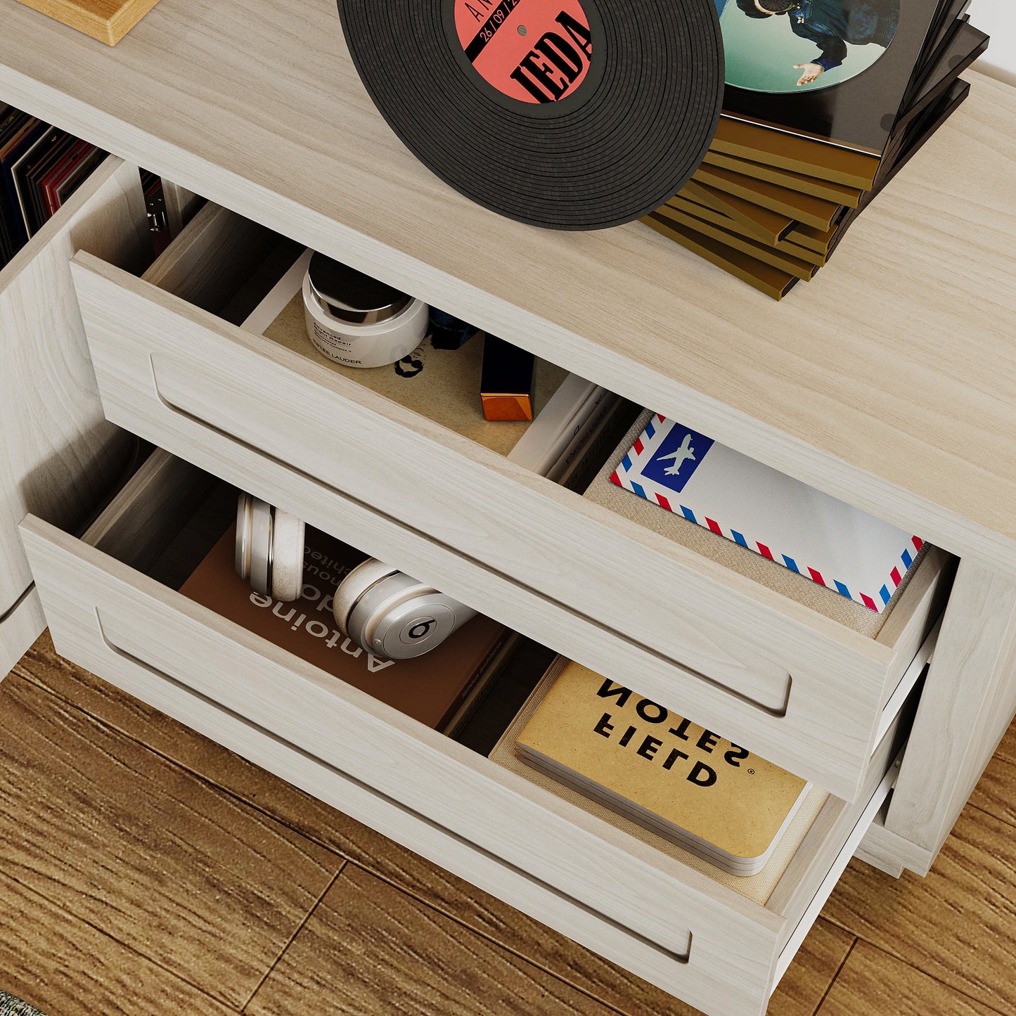 Meuble TV 4 tiroirs 67'' L Centre multimédia