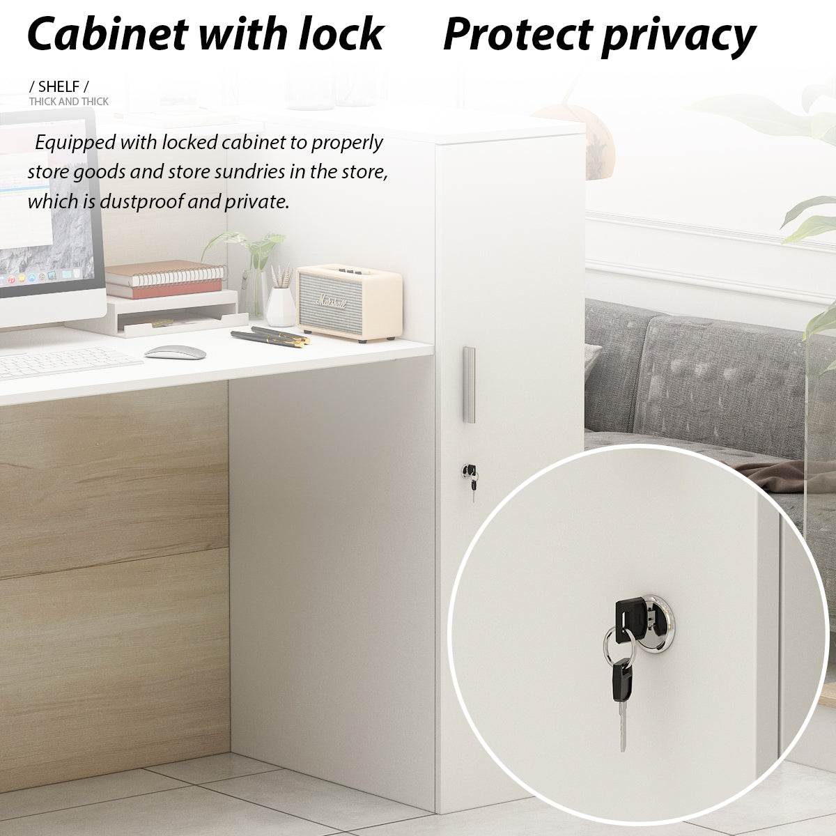 Grand comptoir d'accueil avec porte verrouillable 70W