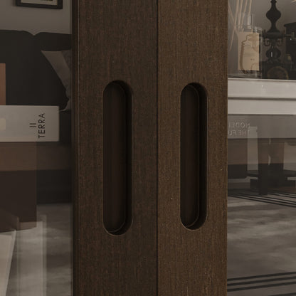 Meuble TV de rangement de 66 pouces de large avec portes coulissantes en verre