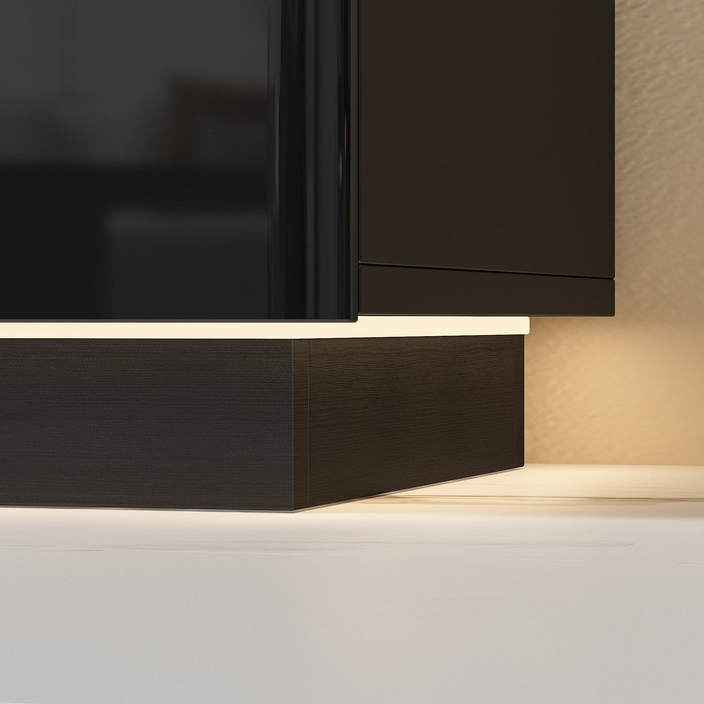 Meuble TV LED, console, centre multimédia, finition brillante