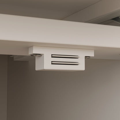 Bureau d'ordinateur à 6 tiroirs avec étagère et prise, 78,7 cm de hauteur x 58 cm de largeur