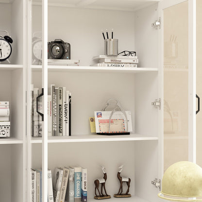 Grande vitrine d'angle avec étagère de rangement et bibliothèque combinées