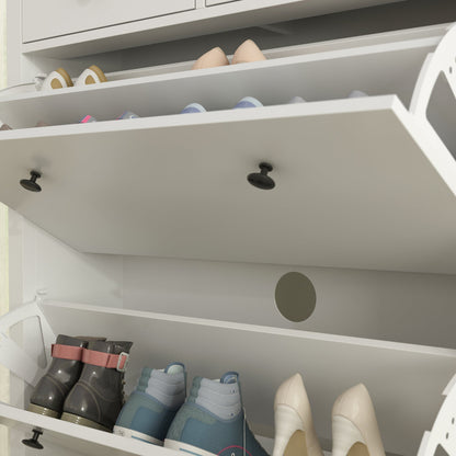 Meuble à chaussures en bois à 2 niveaux avec 2 tiroirs, idéal pour l'entrée