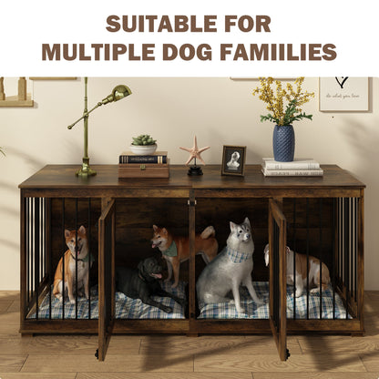 Cage pour animaux de compagnie à double porte de grande taille avec structure renforcée en acier