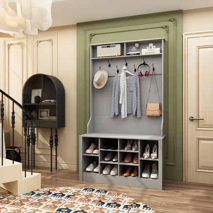 Meuble à chaussures avec banc et crochets pour entrée