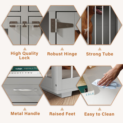 Grande cage en bois pour chien avec 2 tiroirs et séparateurs