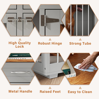 Grande cage en bois pour chien avec 2 tiroirs et séparateurs