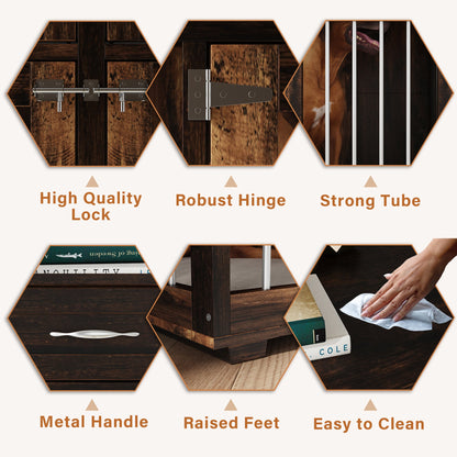 Grande cage en bois pour chien avec 2 tiroirs et séparateurs