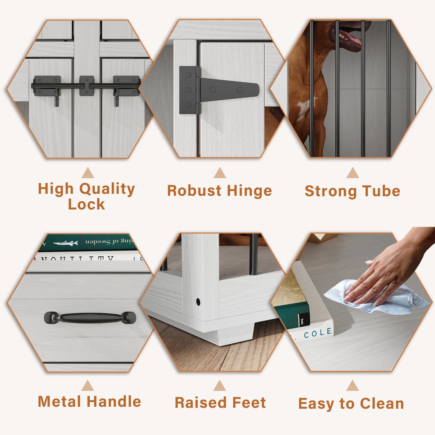 Grande cage en bois pour chien avec 2 tiroirs et séparateurs