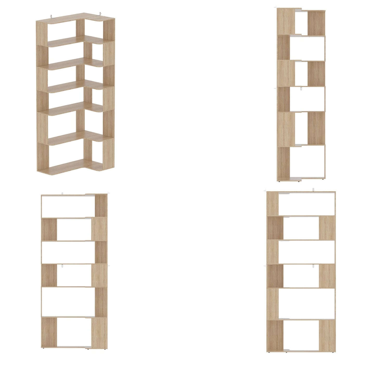 Bibliothèque d'exposition géométrique à 7 étagères (81,9 pouces)