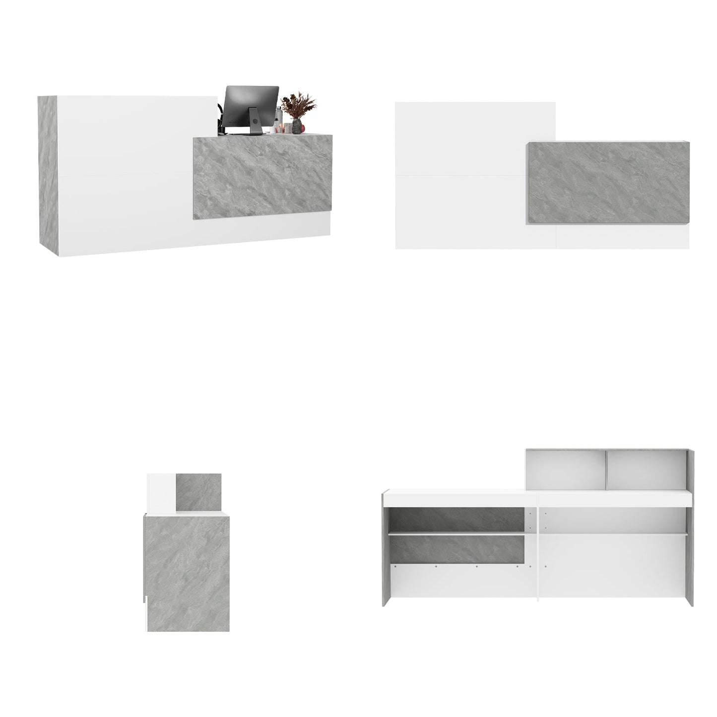 Bureau d'accueil rectangulaire de 86,6 pouces de large avec étagères ouvertes