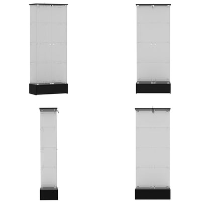 Bibliothèque vitrine transparente avec tiroir et serrure, 180 cm de hauteur x 70 cm de largeur