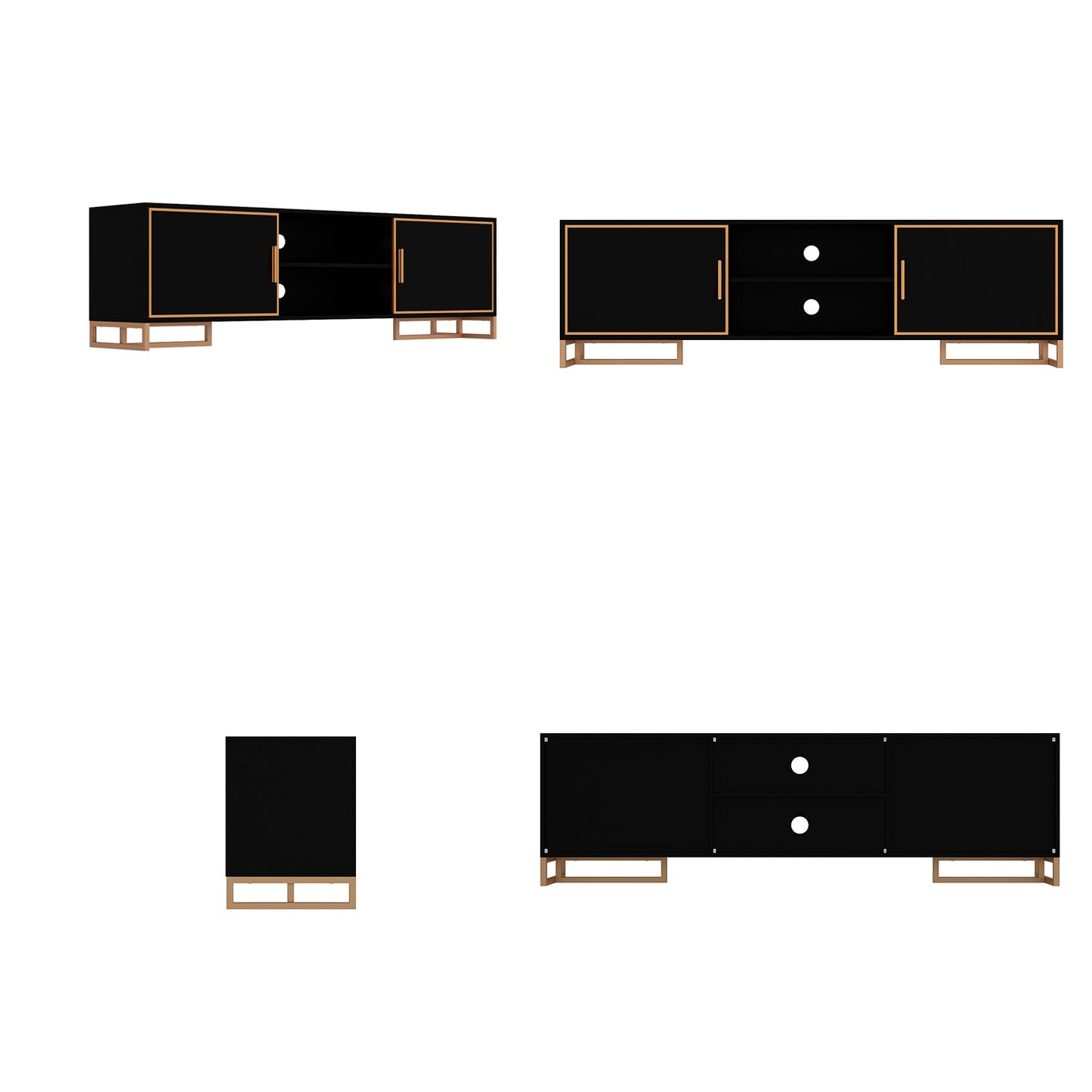 Meuble TV et centre multimédia à 2 portes de 70,9 pouces de large avec 2 étagères ouvertes