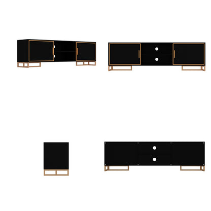 Meuble TV et centre multimédia à 2 portes de 70,9 pouces de large avec 2 étagères ouvertes