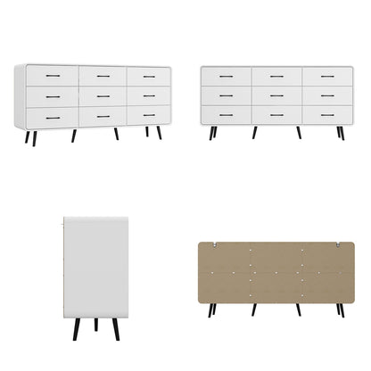 Commode à neuf tiroirs avec pieds en métal