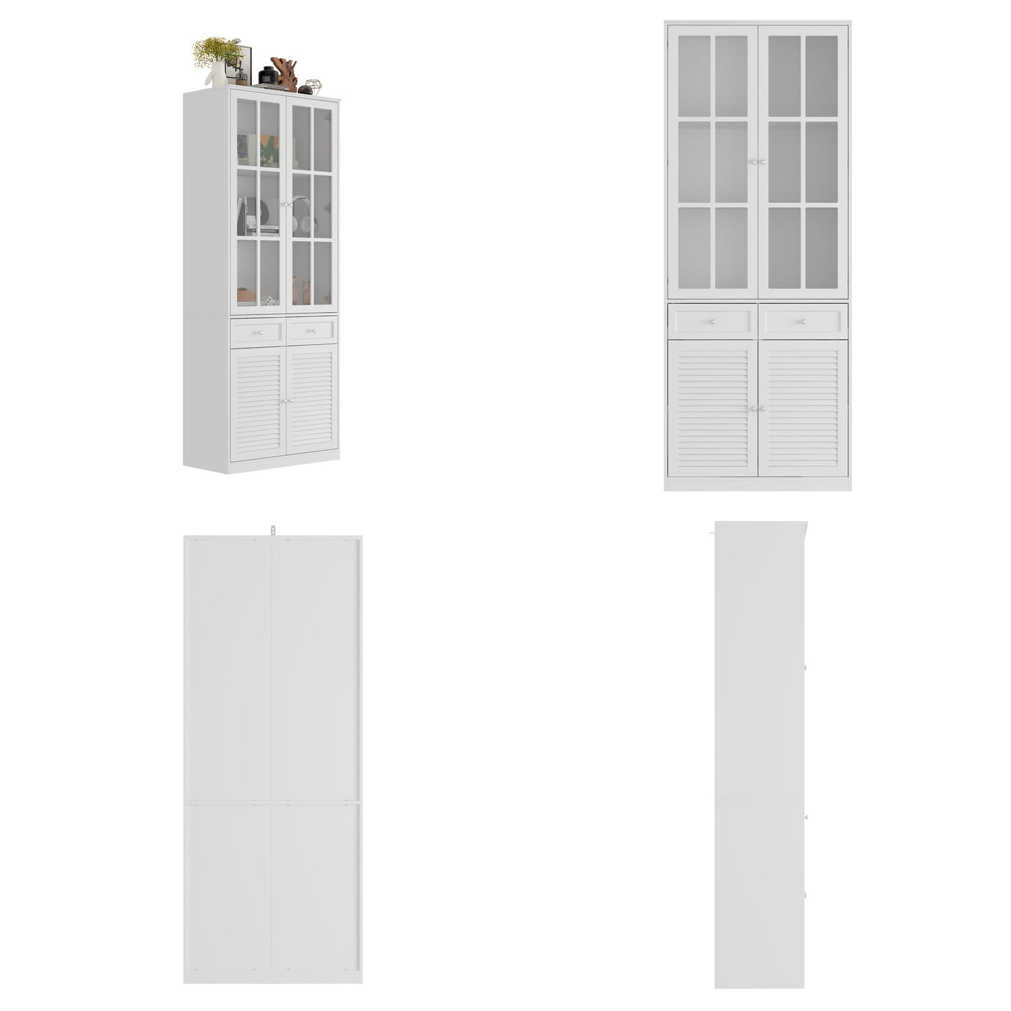 Bibliothèque avec portes vitrées et tiroirs, 78,7 po H x 31,5 po L