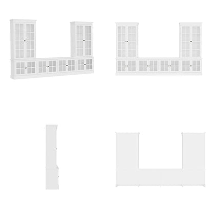 Meuble TV de 125 pouces de large avec armoires de rangement et portes vitrées