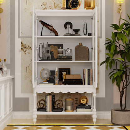 Vitrine de 158 cm de haut (62,2 po) avec portes vitrées, blanche