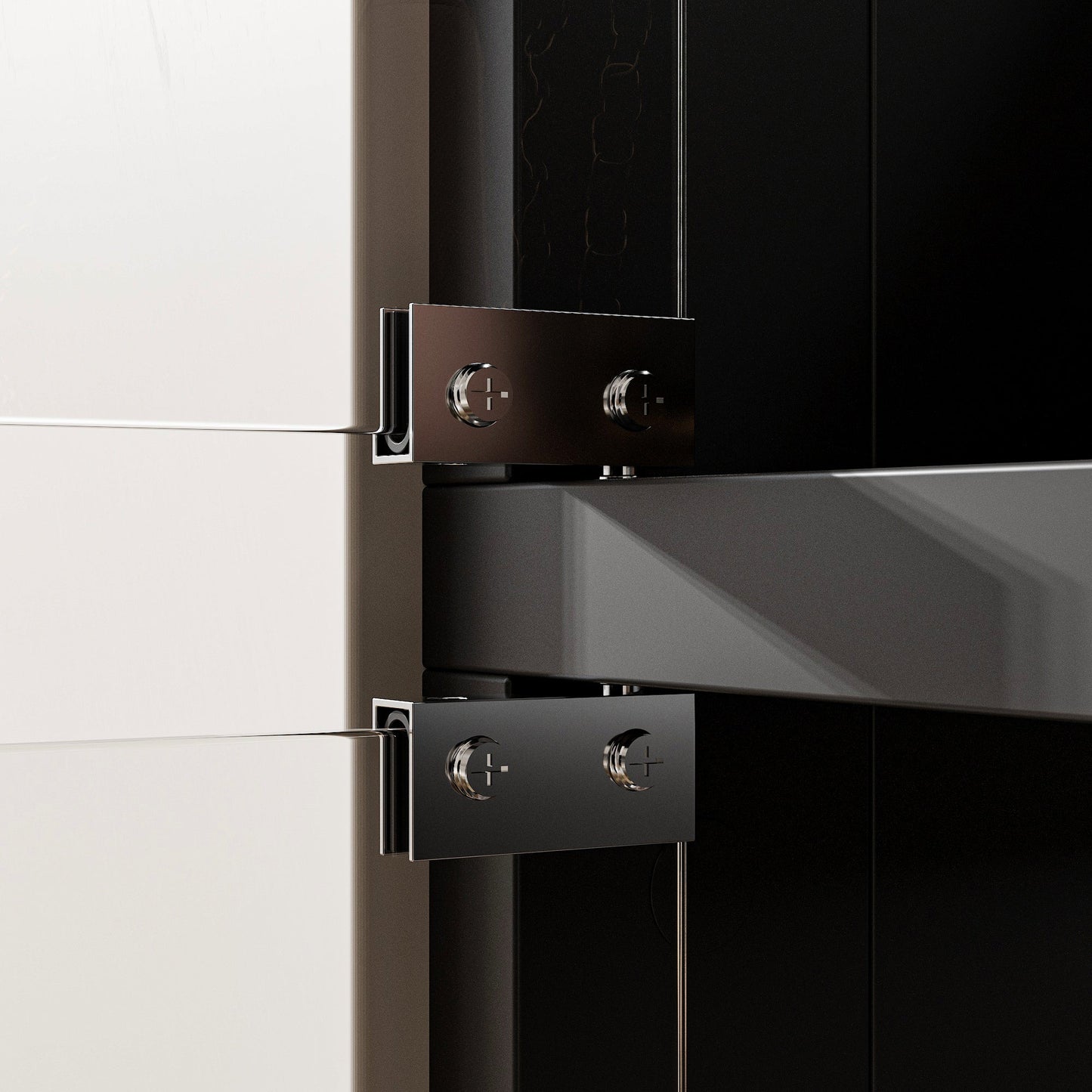 Vitrine noire à 2 portes en verre trempé pour chaussures et sacs