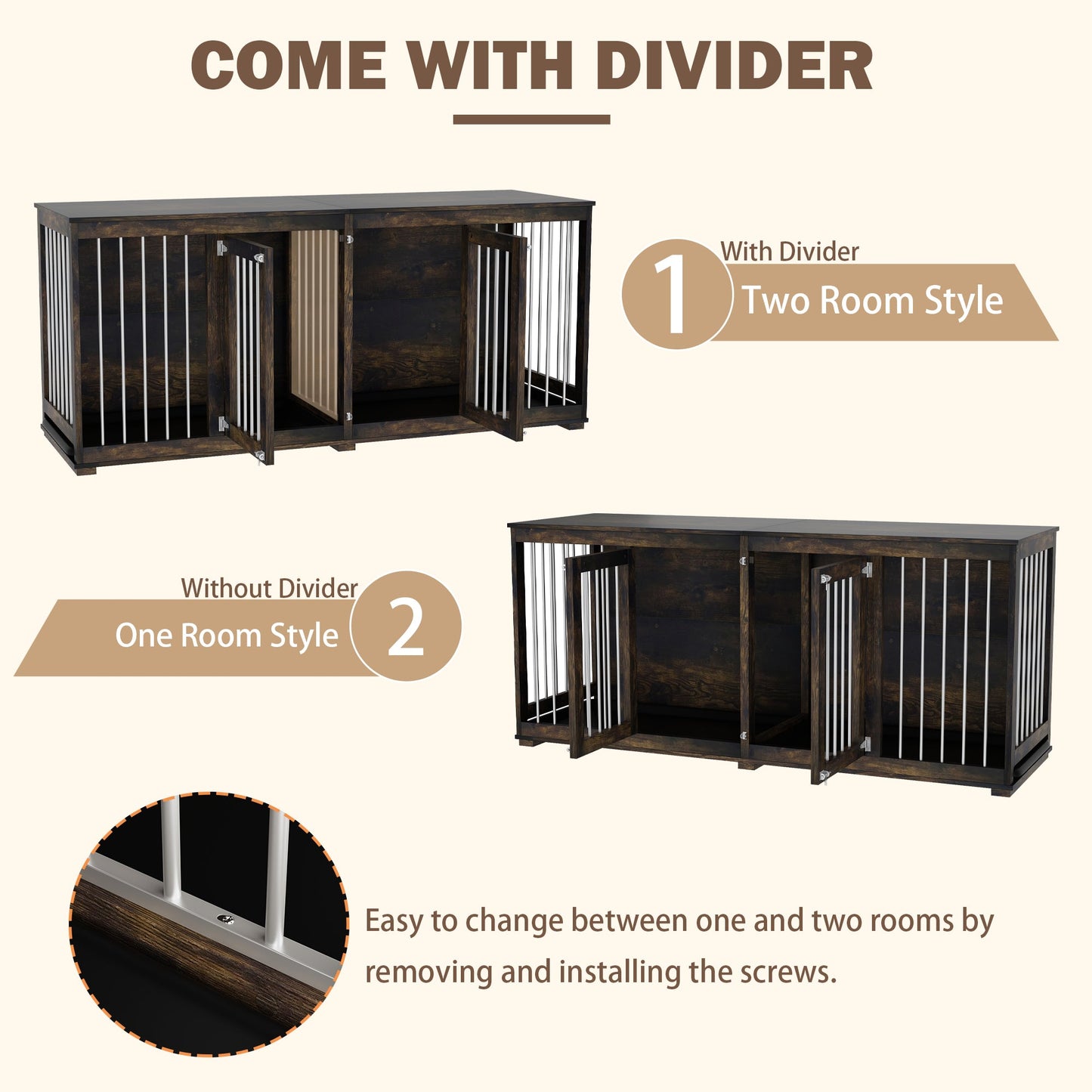 Cage pour animaux de compagnie à double porte de grande taille avec structure renforcée en acier