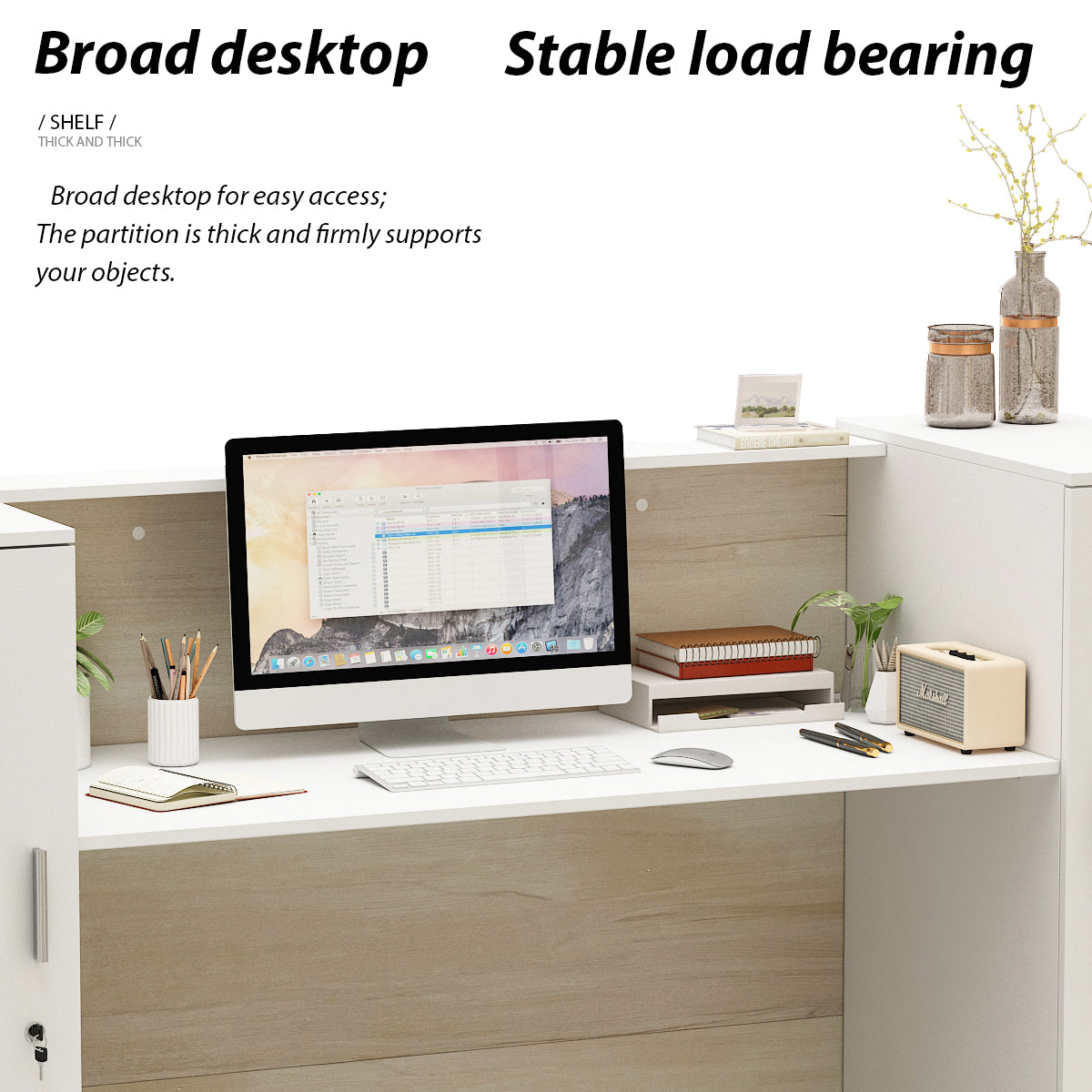 Grand comptoir d'accueil avec porte verrouillable 70W