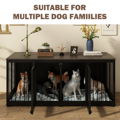 Cage pour animaux de compagnie à double porte de grande taille avec structure renforcée en acier