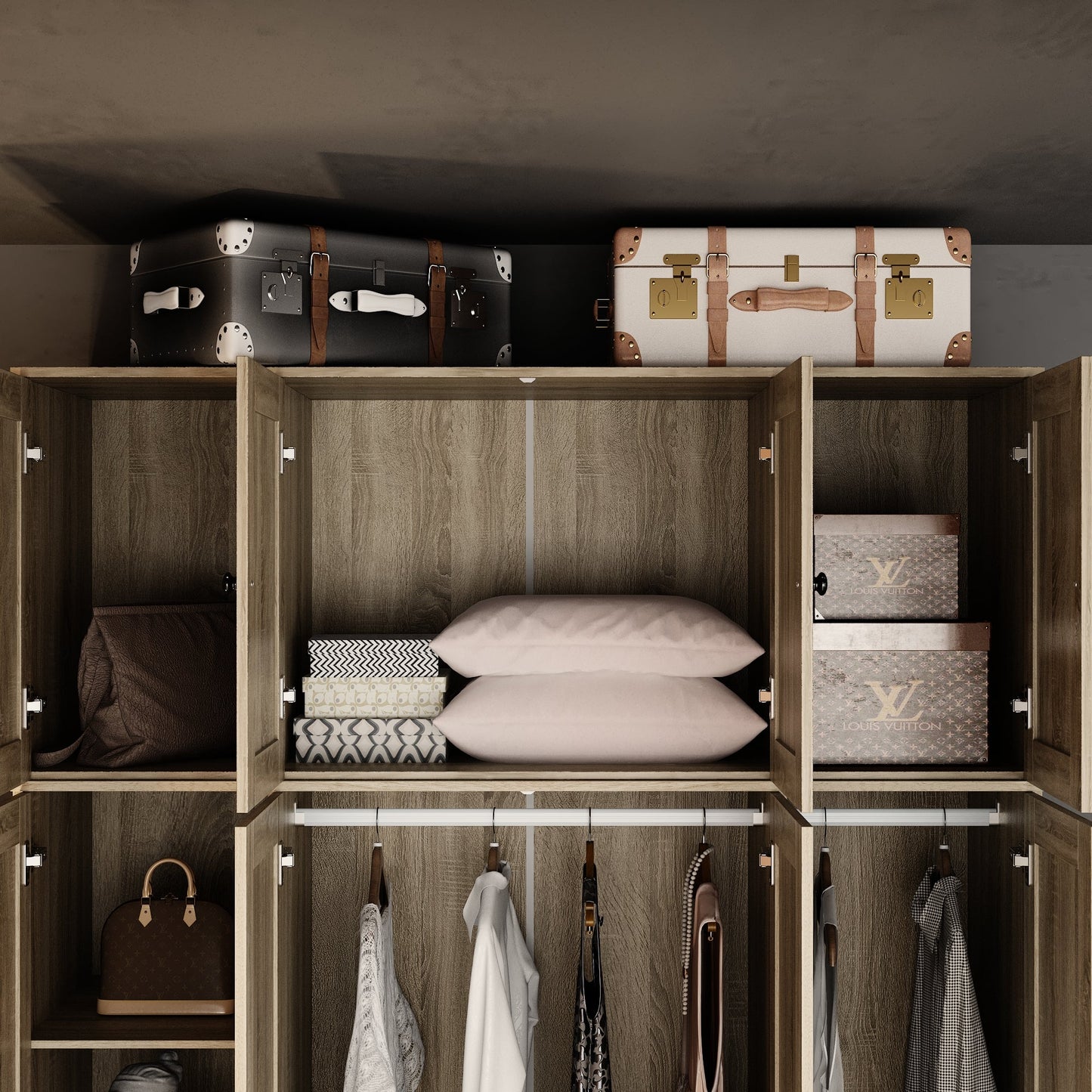 Armoire de style rustique avec 4 portes tressées en vigne