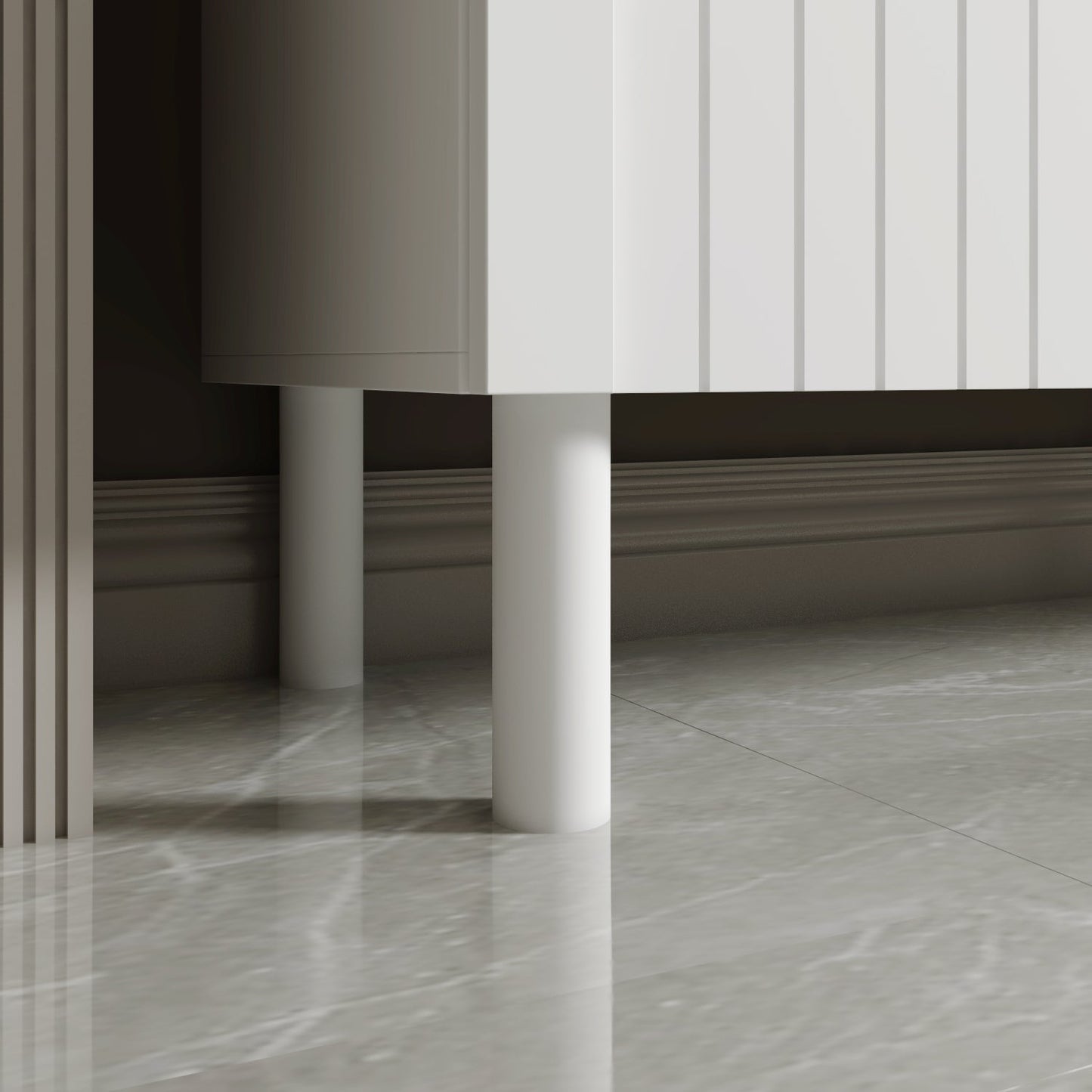 Buffet console en finition blanche, 4 portes en forme de U