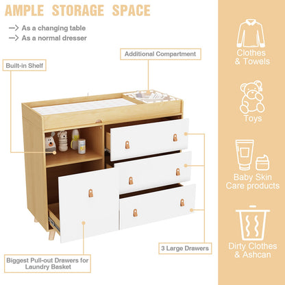 Table à langer pour bébé, commode à 4 tiroirs pour chambre d'enfant, table à langer