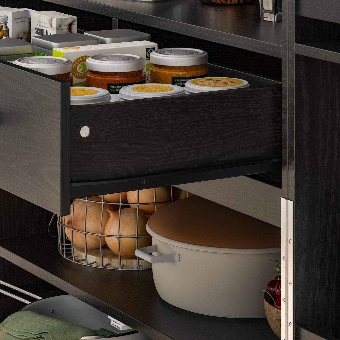 Grand organisateur de placard de cuisine avec porte-bouteilles