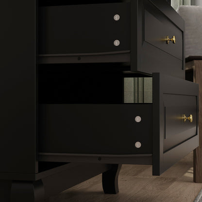 Meuble de présentation vertical moderne en bois noir à 5 tiroirs