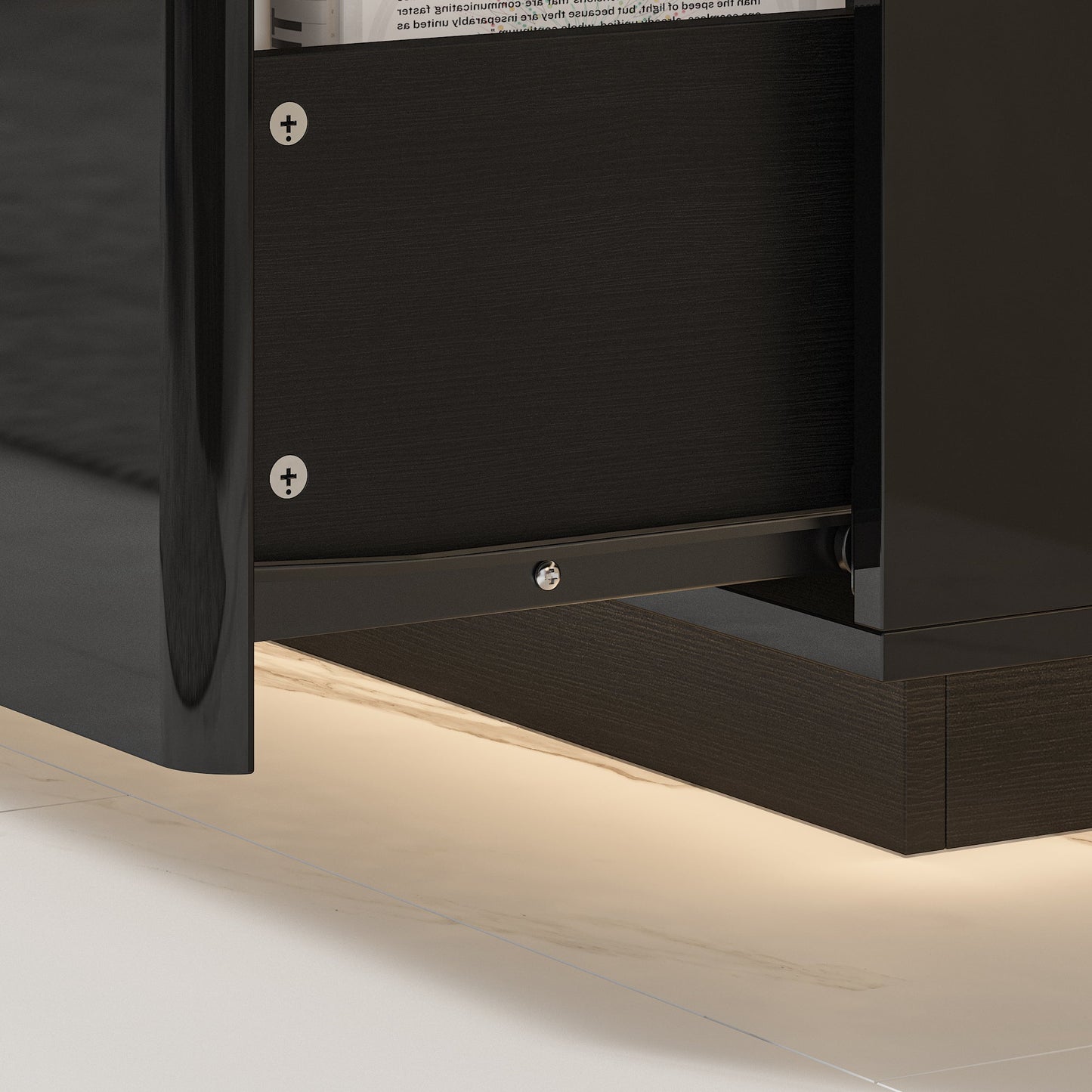 Meuble TV LED, console, centre multimédia, finition brillante