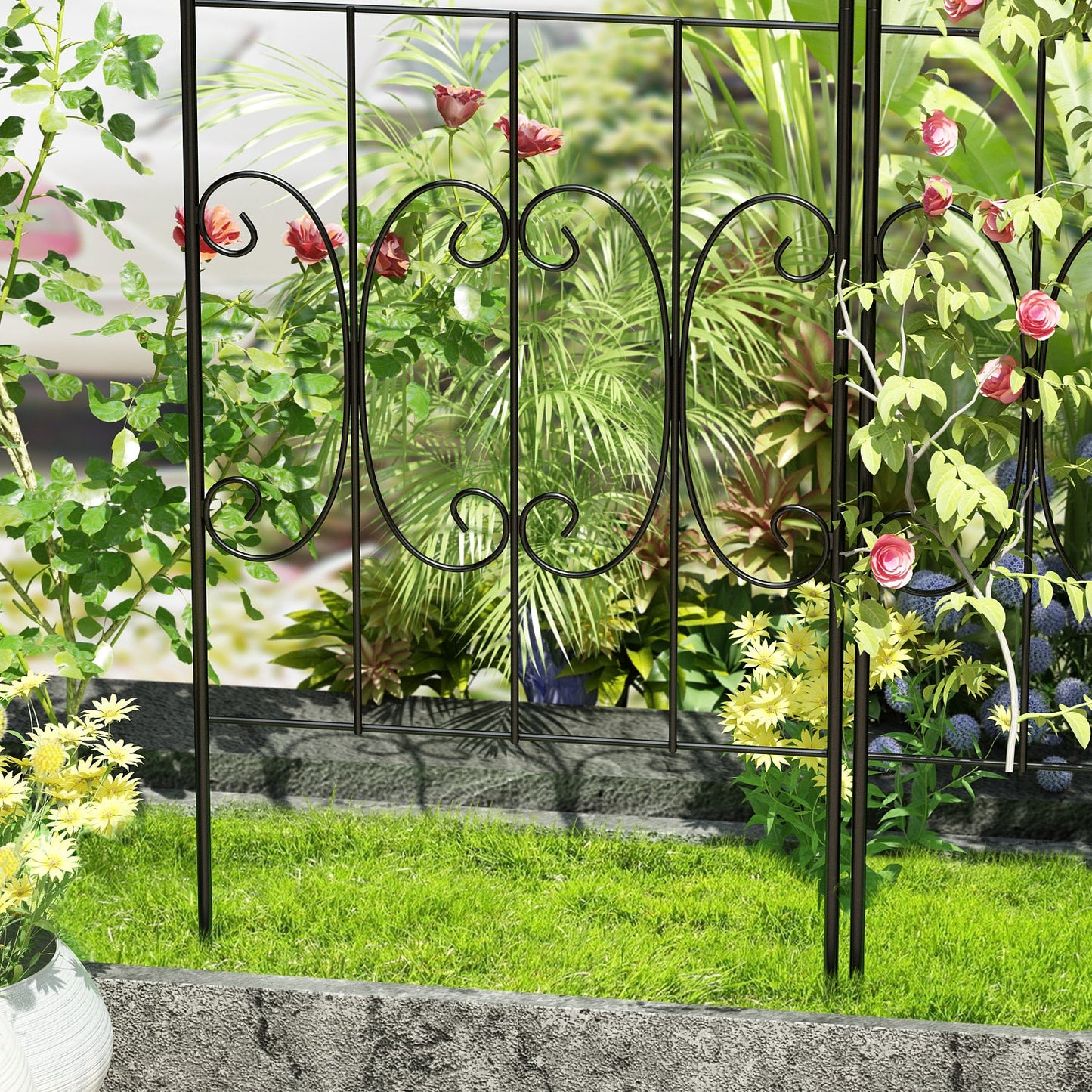 Treillis métallique robuste en fer noir antirouille pour plantes (lot de 2), 70,9 po H x 19,7 po L