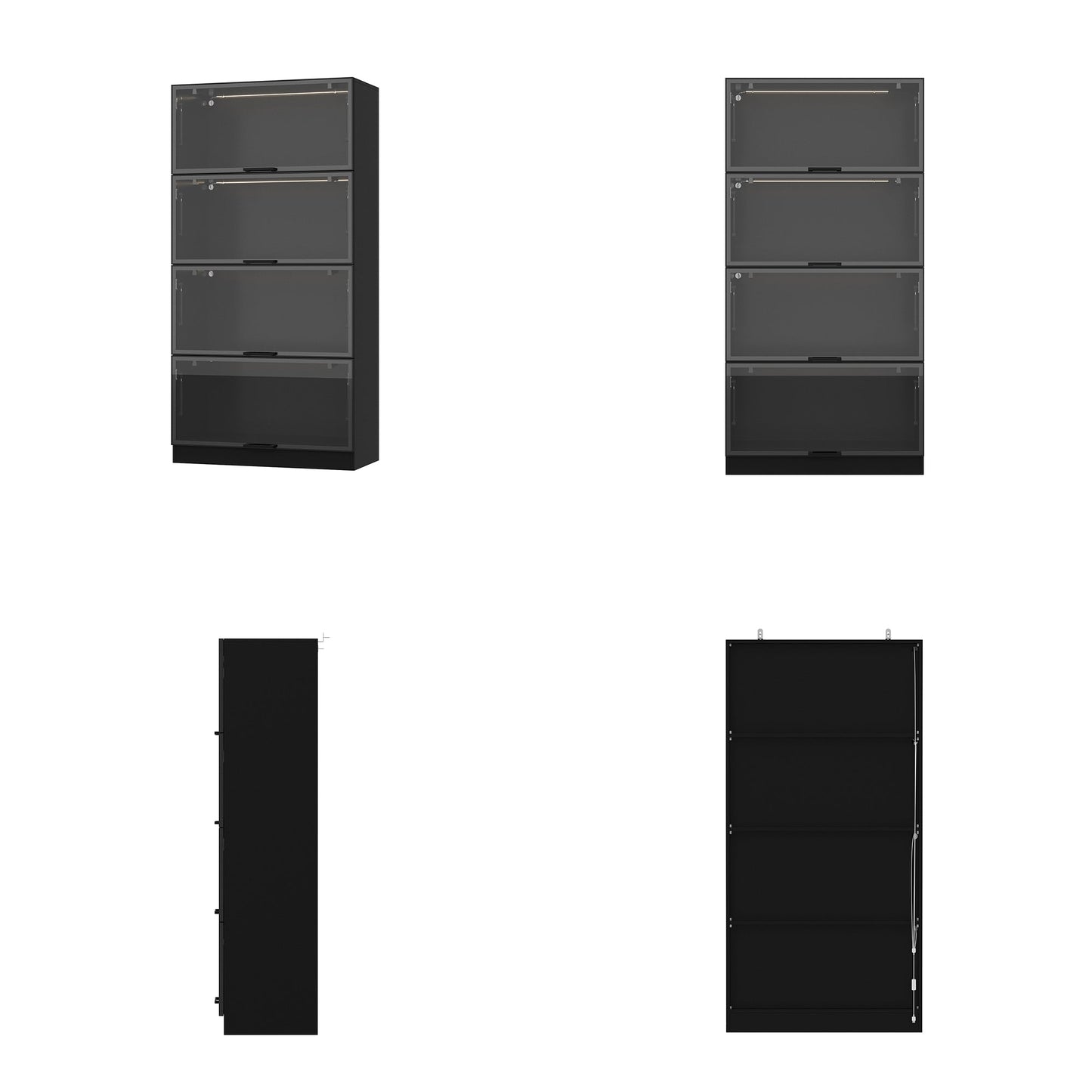 Vitrine vitrée à 4 niveaux avec éclairage LED