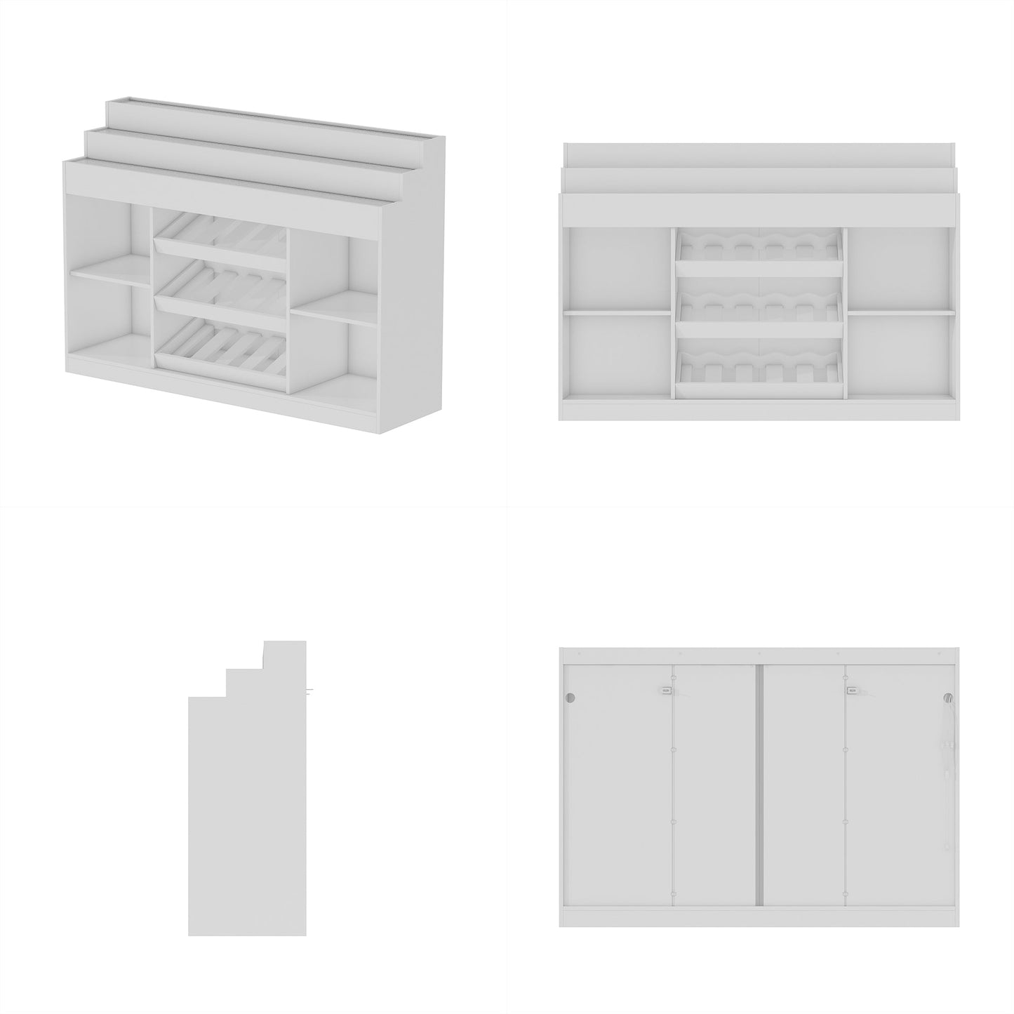 Meuble bar à vin avec éclairage, meuble café avec étagère à vin et plateau en verre
