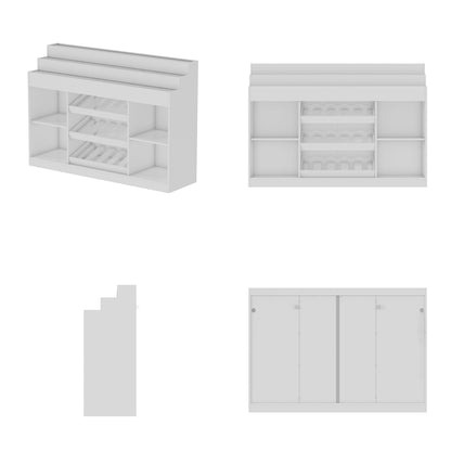 Meuble bar à vin avec éclairage, meuble café avec étagère à vin et plateau en verre