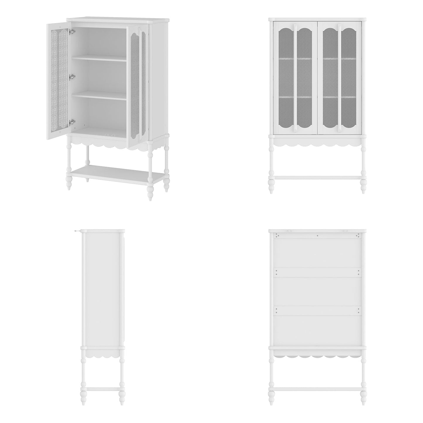 Vitrine de 158 cm de haut (62,2 po) avec portes vitrées, blanche