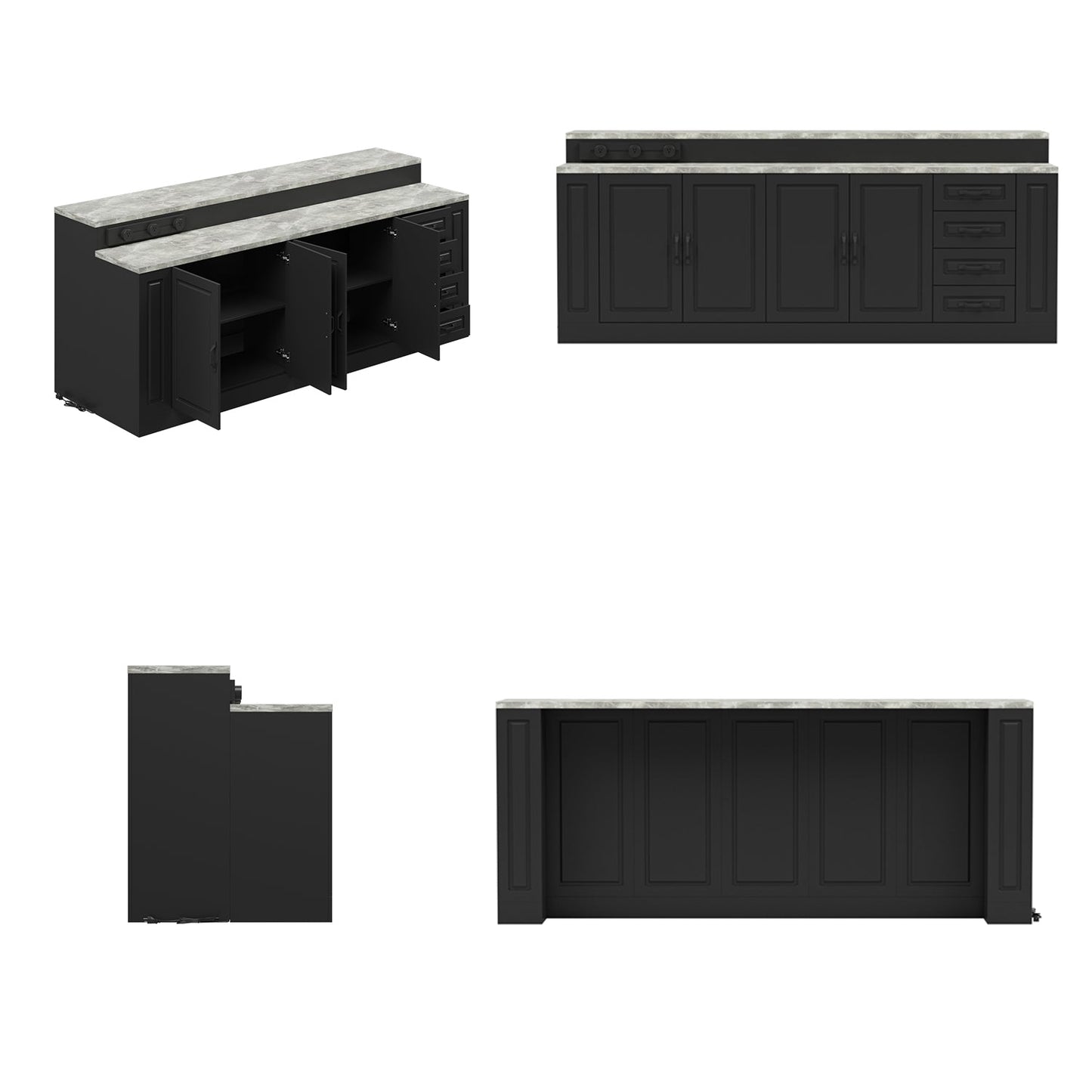 Îlot de cuisine avec plateau en bois massif et composite